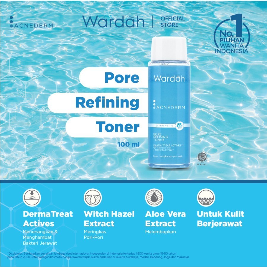 wardah acnederm pore refining toner 100ml wardah acnederm pore refining toner 100ml