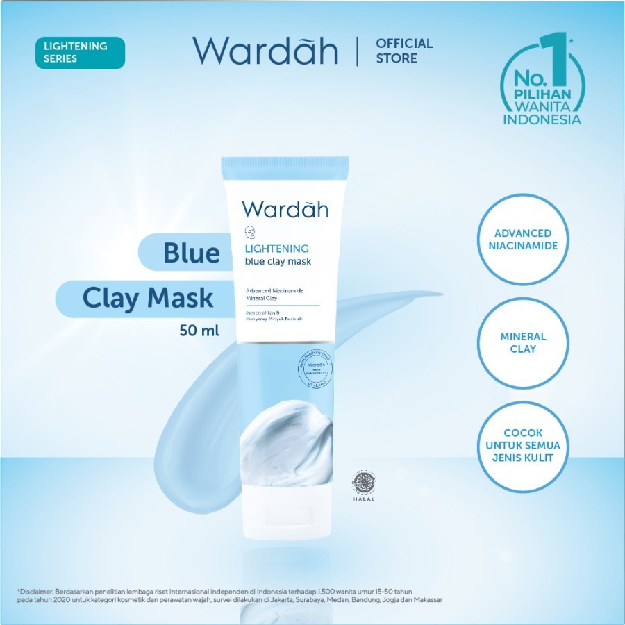 wardah lightening blue clay mask 50g/masker wajah wardah lightening blue clay mask 50g/masker wajah