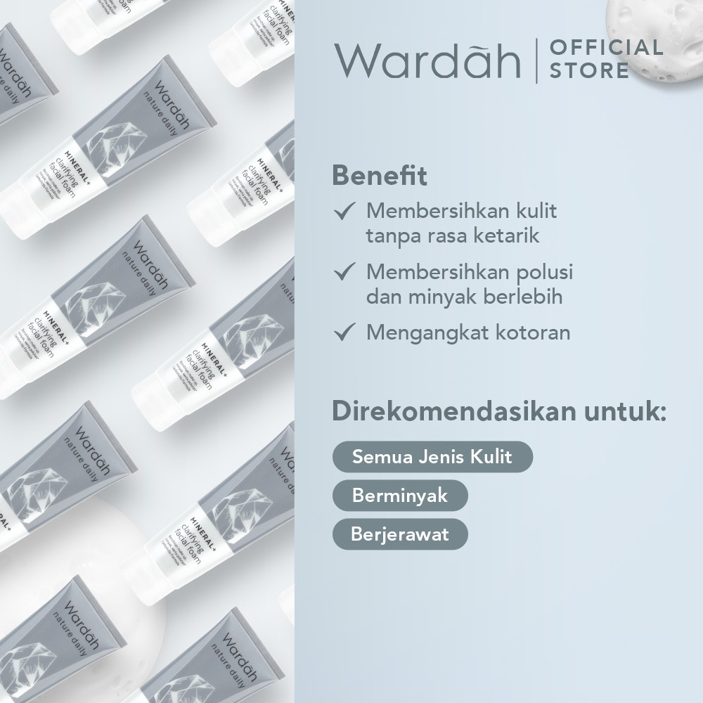 wardah nature daily mineral clarifying facial foam 100ml/pembersih wajah wardah nature daily mineral clarifying facial foam 100ml/pembersih wajah