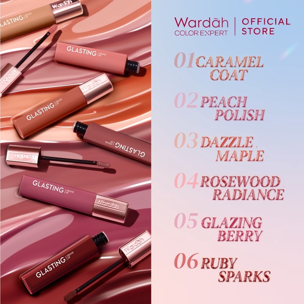 wardah glasting liquid lip 3.5g/hi pigmented glass color wardah glasting liquid lip 3.5g/hi pigmented glass color