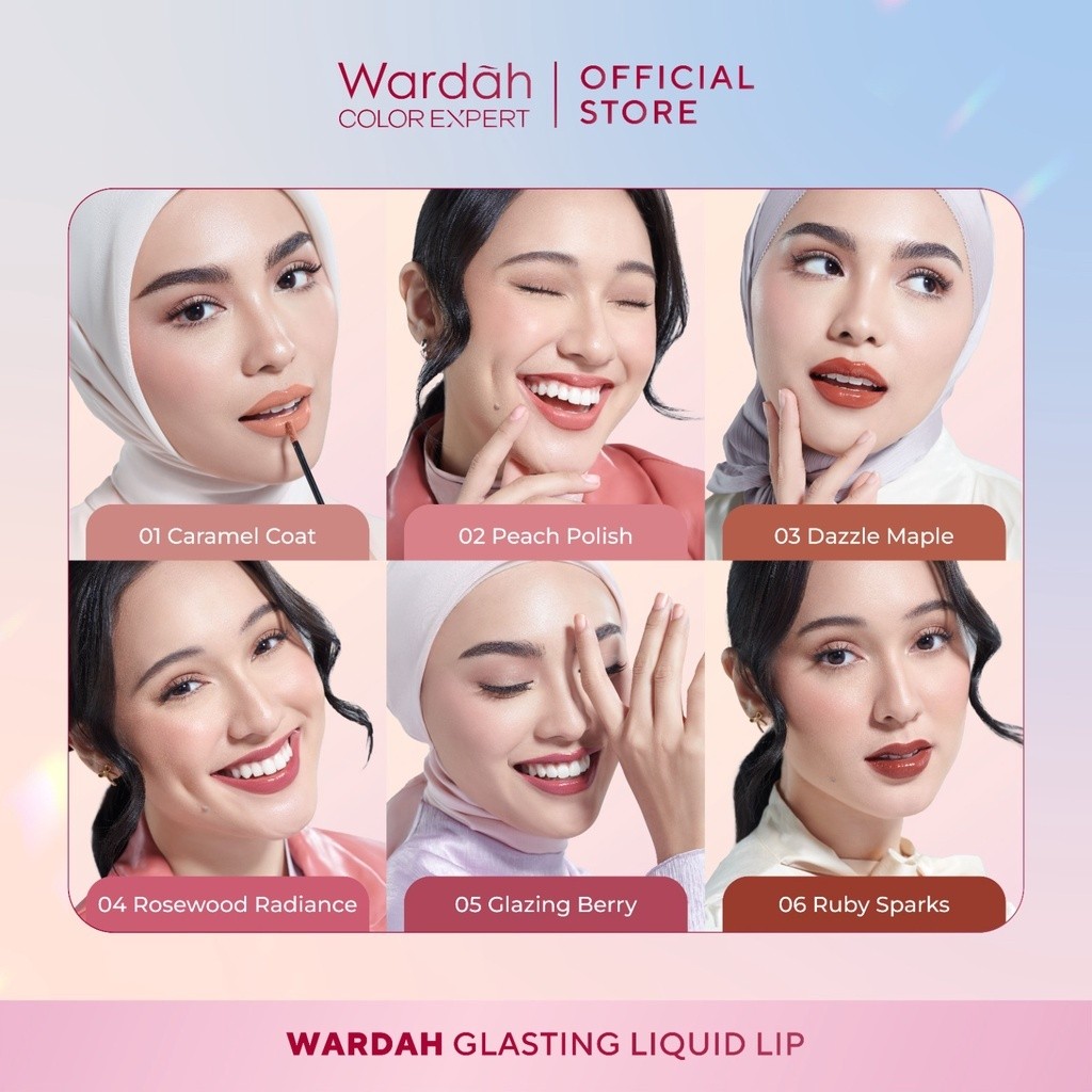 wardah glasting liquid lip 3.5g/hi pigmented glass color wardah glasting liquid lip 3.5g/hi pigmented glass color