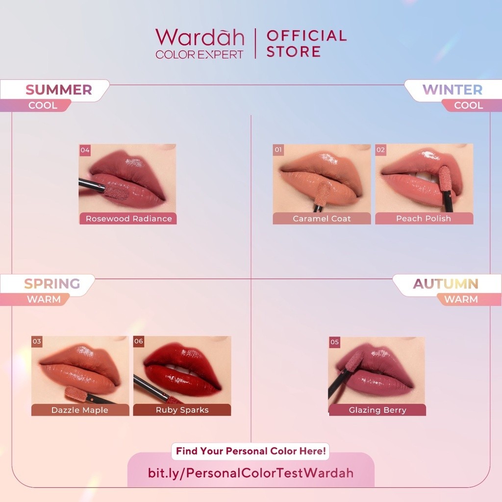 wardah glasting liquid lip 3.5g/hi pigmented glass color wardah glasting liquid lip 3.5g/hi pigmented glass color