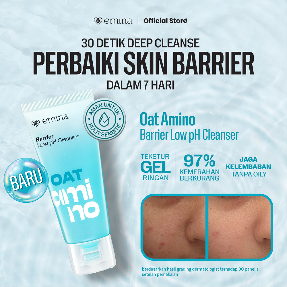 emina oat amino ceramide barrier low ph gel cleanser 70ml/pembersih wajah emina oat amino ceramide barrier low ph gel cleanser 70ml/pembersih wajah