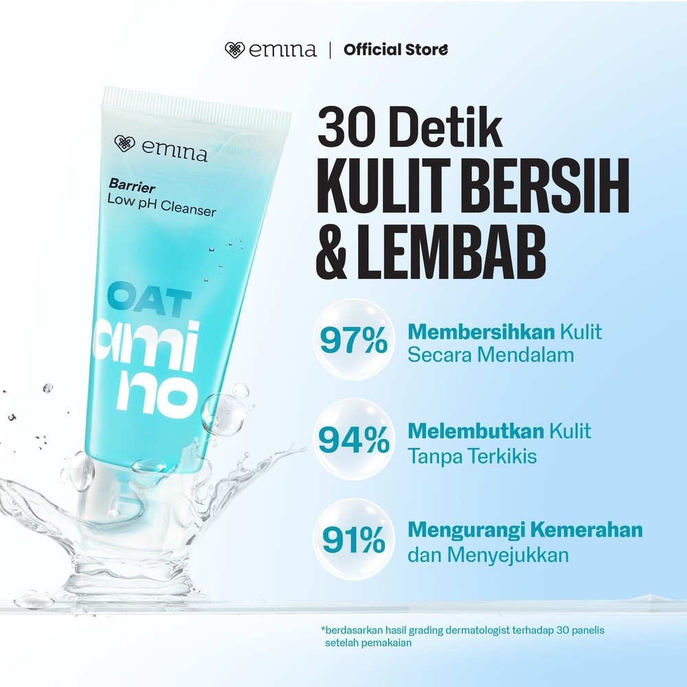 emina oat amino ceramide barrier low ph gel cleanser 70ml/pembersih wajah emina oat amino ceramide barrier low ph gel cleanser 70ml/pembersih wajah