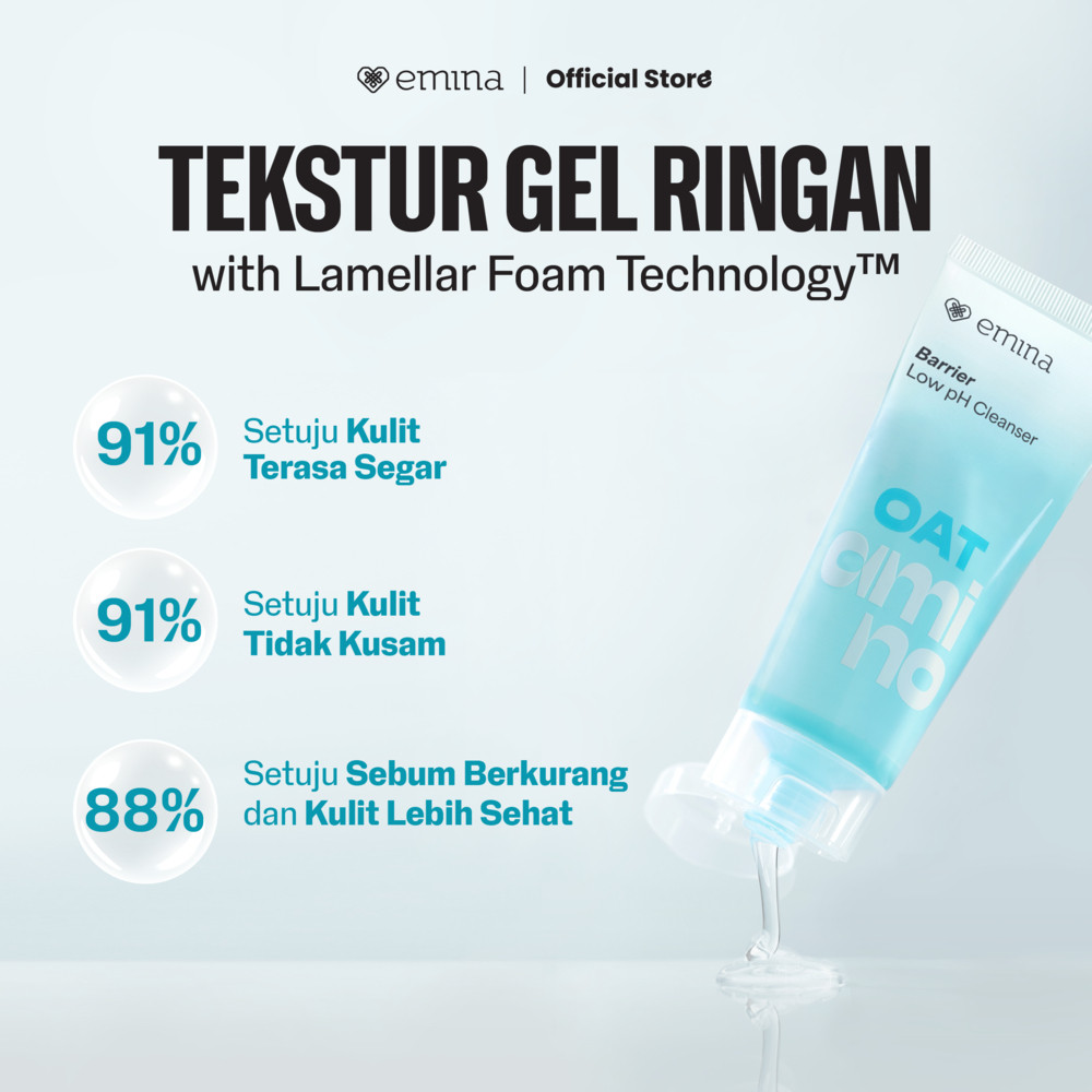 emina oat amino ceramide barrier low ph gel cleanser 70ml/pembersih wajah emina oat amino ceramide barrier low ph gel cleanser 70ml/pembersih wajah