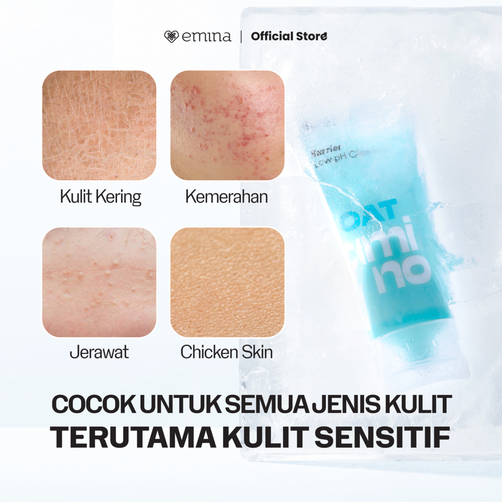 emina oat amino ceramide barrier low ph gel cleanser 70ml/pembersih wajah emina oat amino ceramide barrier low ph gel cleanser 70ml/pembersih wajah