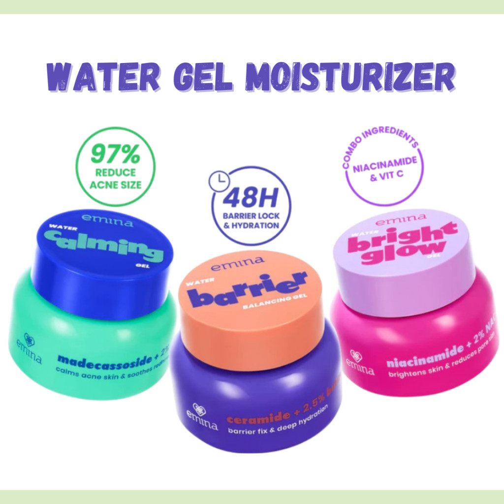 emina water gel moisturizer 30g/barrier balancing/bright glow/calming/pelembab wajah emina water gel moisturizer 30g/barrier balancing/bright glow/calming/pelembab wajah