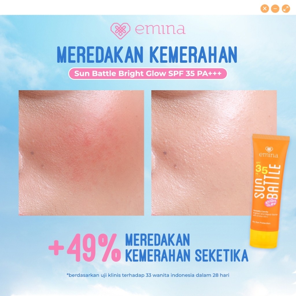 emina sun battle bright glow spf 35 pa+++/tabir surya emina sun battle bright glow spf 35 pa+++/tabir surya