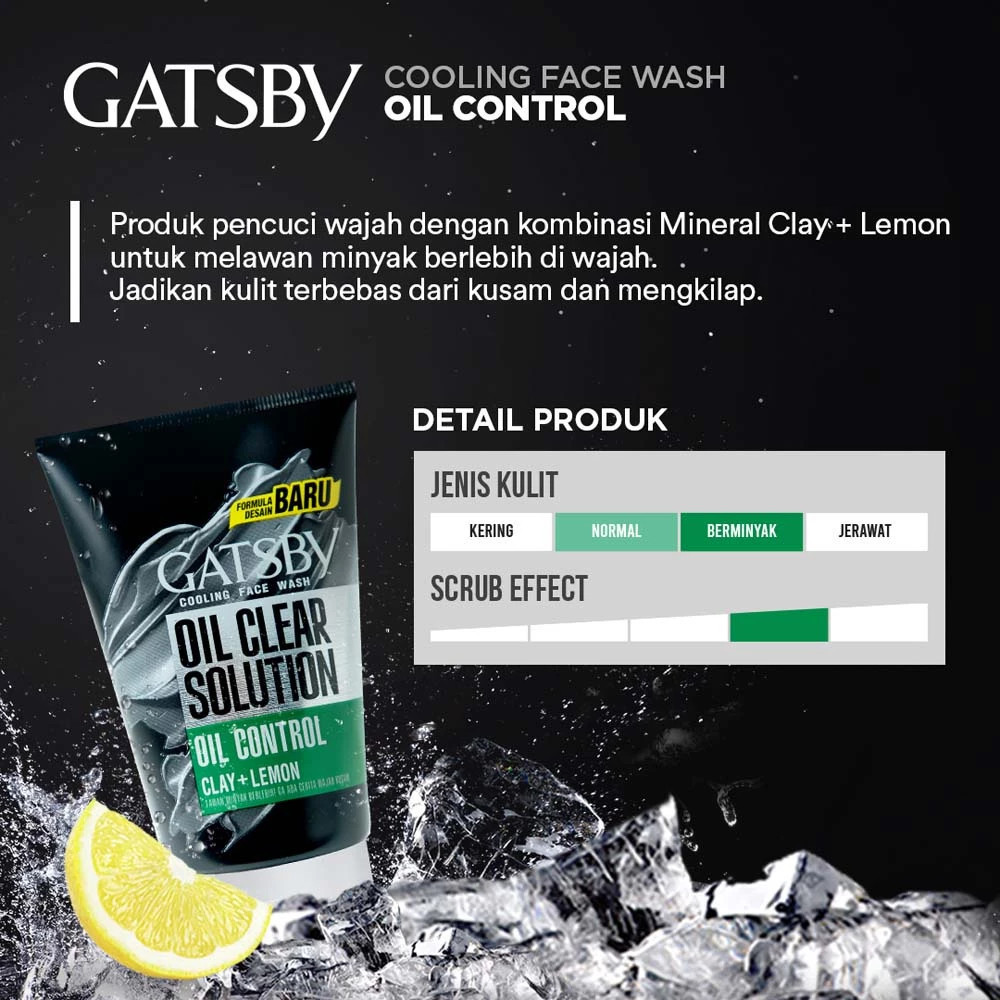 gatsby cooling face wash 100g/pembersih wajah gatsby cooling face wash 100g/pembersih wajah