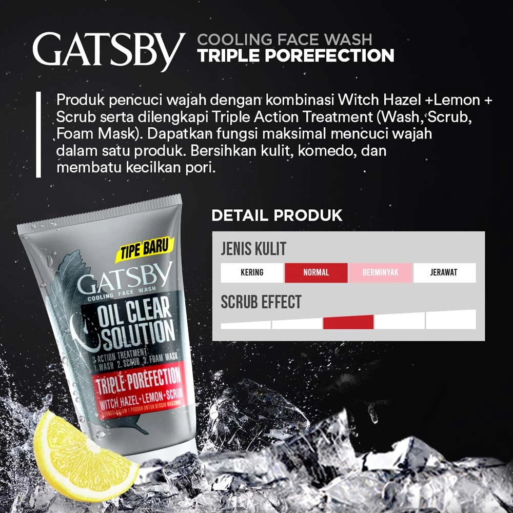 gatsby cooling face wash 100g/pembersih wajah gatsby cooling face wash 100g/pembersih wajah