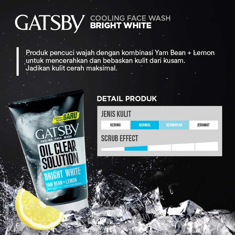 gatsby cooling face wash 100g/pembersih wajah gatsby cooling face wash 100g/pembersih wajah