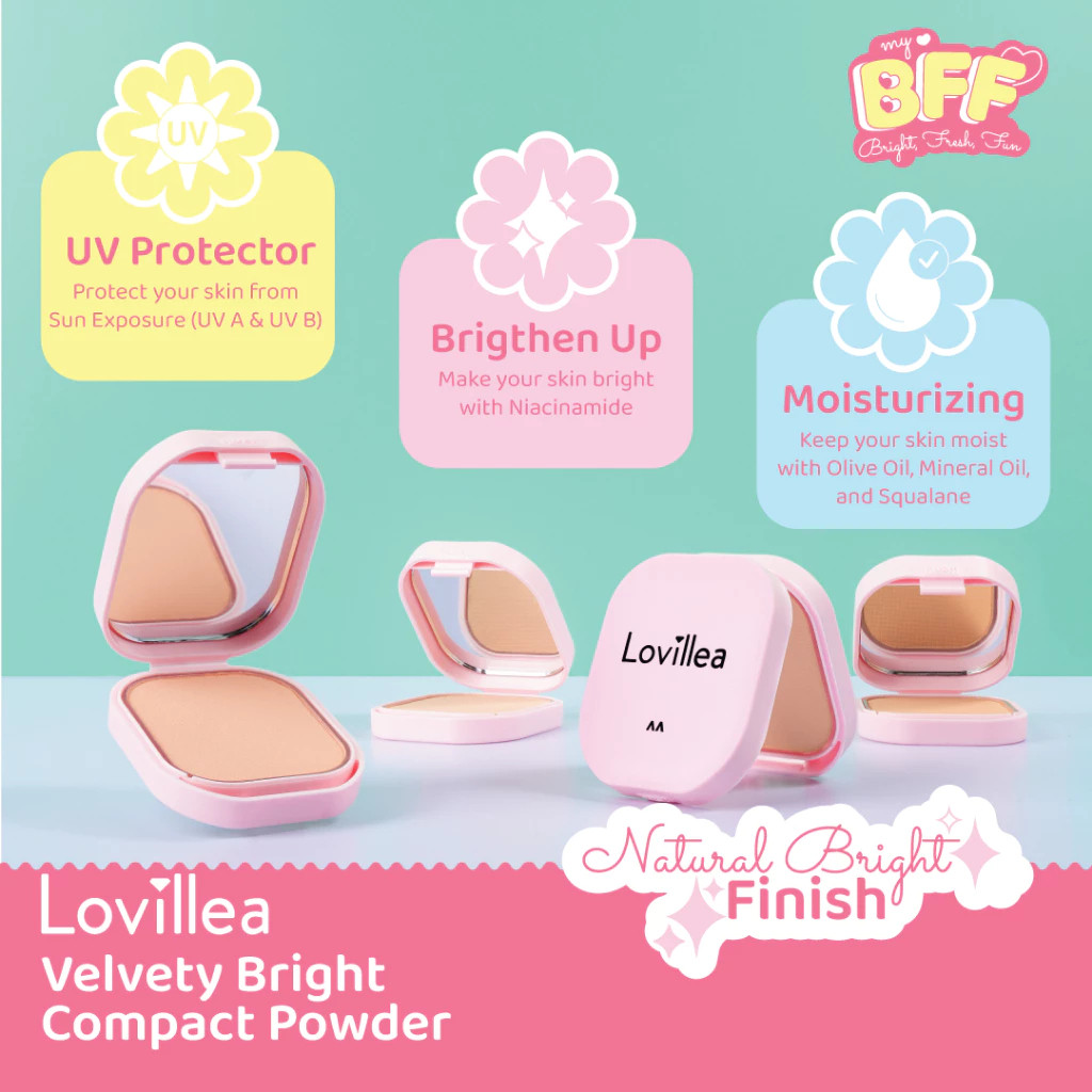 lovillea velvety bright compact powder with uv protection 9gr/bedak padat lovillea velvety bright compact powder with uv protection 9gr/bedak padat